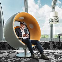 Sound armchair by Holger Fritzlarcontemporaryleatherstainless steel