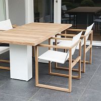 Contemporary garden chair BUTAQUE TEAKoutdoorfabricsynthetic leather