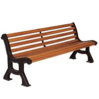 Contemporary garden bench BASTIDEwoodencast ironwith backrest