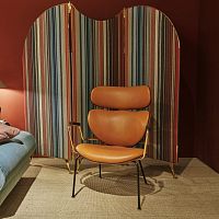 Contemporary armchair Asialeathermetalwith headrest