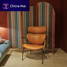 Contemporary armchair Asialeathermetalwith headrest