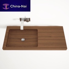 Wall-mounted washbasin EL01woodenwith adjustable mirrorrectangular