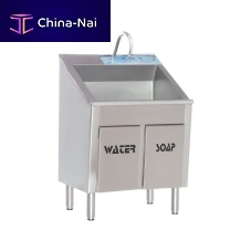 1-station surgical sink MEY 1010stainless steelwith knee-operated tapwith knee-operated soap dispenser