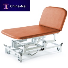 Hydraulic Bobath table ST4552 serieson casterswith adjustable height backrest2-section