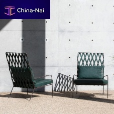 Contemporary armchair ALIXfabricleathermetal