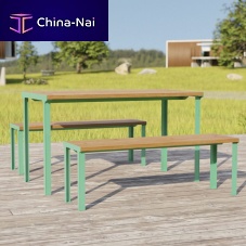 Contemporary dining table cit Boissolid woodDouglas firpowder-coated steel base