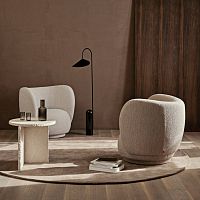Contemporary armchair Ricofabricwoodensteel