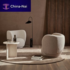 Contemporary armchair Ricofabricwoodensteel
