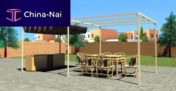 Self-supporting pergola galvanised steelwith sliding canopymodular