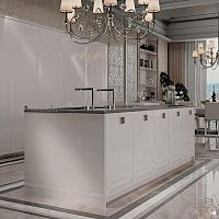 Stone kitchen island SIRMIONEwith handlegraylacquered