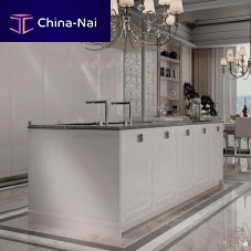 Stone kitchen island SIRMIONEwith handlegraylacquered