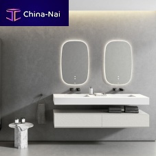 Countertop washbasin SHIROSolid Surfacedouble2-hole