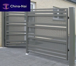 Swing gate MODERN galvanised steellouveredwith bars