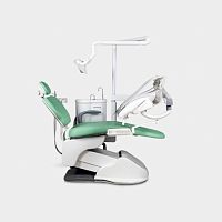 Dental unit with electro-mechanical chair ADVANCE Rodwith delivery systemwith lightgreen