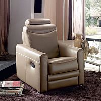 Contemporary armchair LUCCAleatherrecliningwith headrest