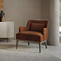 Contemporary relaxing armchair PO81 ARAleatherfabricwooden