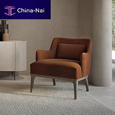Contemporary relaxing armchair PO81 ARAleatherfabricwooden