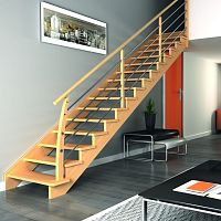 Straight staircase VOLUTIONquarter-turnspiralwooden step