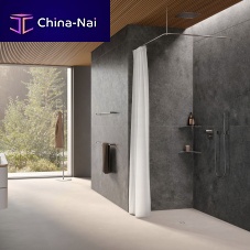 Brushed stainless steel shower curtain bar DSE800cornerL-shaped