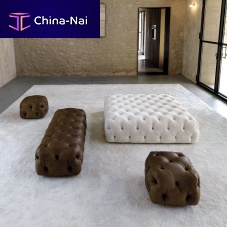 Contemporary pouf ROLLKINGfabricleathersquare
