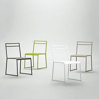 Contemporary chair SHEERindoorleathermetal base