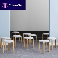 Contemporary stool TAPoakwalnutupholstered