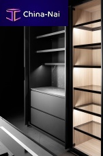 Contemporary storage cabinet for kitchen M6 wood veneerfurnace