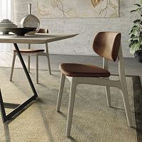 Contemporary chair FLOATindoorleatherfabric