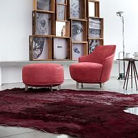 Contemporary armchair JAMMINGleatherfabricwith footrest