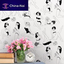 Contemporary wallpaper PIN-UPpatternedwhitenon-woven