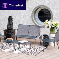 Contemporary garden bench AMBROISEsteelwith backrestwith armrests