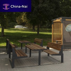 Contemporary picnic table U4-610solid woodpowder-coated steel basegalvanised steel base
