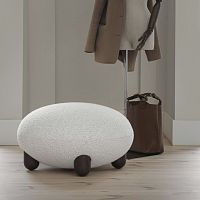 Contemporary ottoman Flock fabricwoodenround