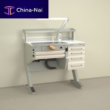 Dental laboratory workstation with shelves PL/AR+C4with lightwith drawers