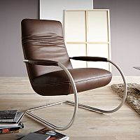 Contemporary armchair JACYleathermetalwith footrest