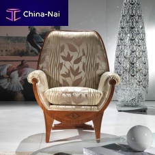 Traditional armchair PO19 CONFORT fabricsolid woodwalnut