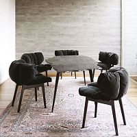 Contemporary chair Blue Velvetindoorvelvetwooden base