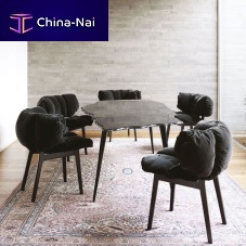 Contemporary chair Blue Velvetindoorvelvetwooden base