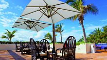 Side post parasol TWIN LATERALfabricwind-resistant
