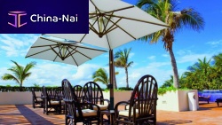 Side post parasol TWIN LATERALfabricwind-resistant