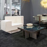 Contemporary armchair PAEONfabricupholsteredhandmade