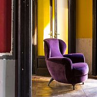 Traditional armchair Papy Bergerefabricleatherwooden