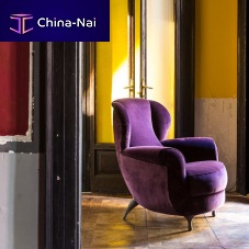 Traditional armchair Papy Bergerefabricleatherwooden
