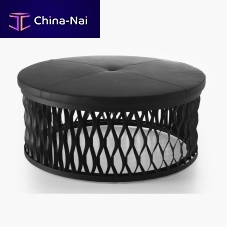 Original design ottoman STEELO D. Regestam & J. Tokudafabricleathermetal