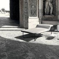 Contemporary chaise longue CLIVIOfabricleatherpowder-coated steel
