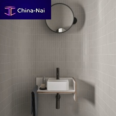 Fenix NTM® vanity top THEO MINI - TALCO/COTONEwith towel rack