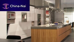 Contemporary kitchen KILPAstainless steelwood veneerisland