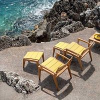 Contemporary armchair Ribotacrylic fabricteakwith footrest