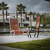 Contemporary garden chair M-A KUSTOMoutdoorwoodensteel base