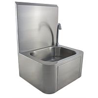Wall-mounted hand basin HYGINErectangularbrushed stainless steelfor commercial kitchen